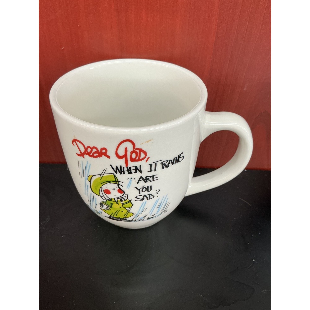 Royal Norfolk Dear God When It Rains Are You‎ Sad Religious Coffee Mug White 4in